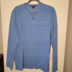 Michael Kors Blue Heather Henley Long Sleeve Shirt Sz. L